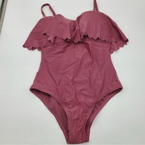 Kona Sol Mauve (Mulberry) -  Ruffled One Piece Swim Suit Size Medium NWT